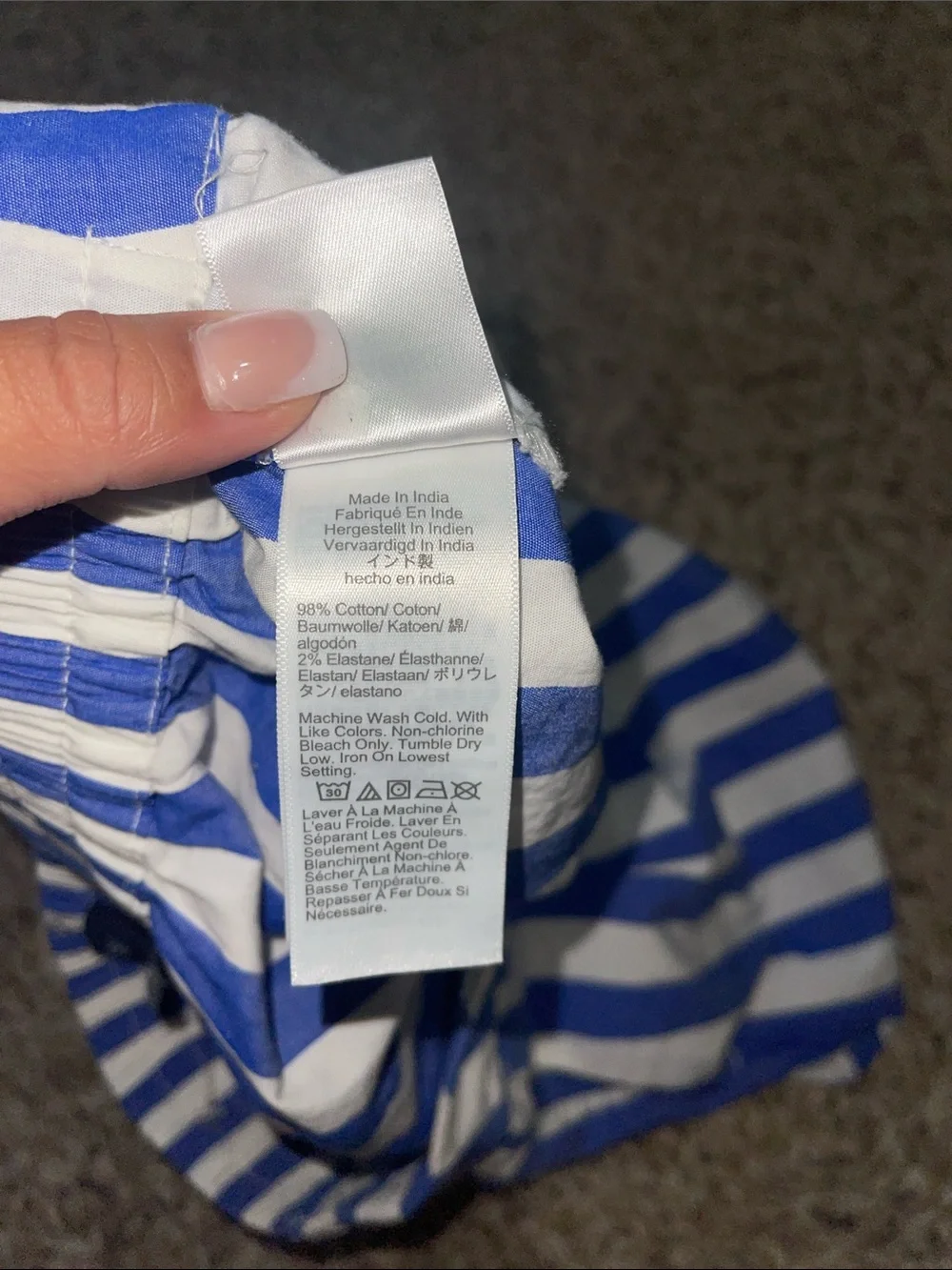 J. Crew Blue and White Vertical Stripe Shorts Cotton Mid to High Rise size 0